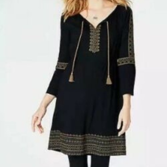 black and gold tunic dress